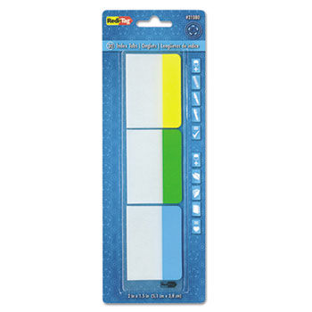 Write-On Self-Stick Index Tabs/Flags, 1 1/2 x 2, Blue, Green, Yellow, 30/Pack