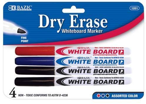 4 Pc Color Fine Typ Dry-Erase Marker Fine Tip Dry-Erase Marker Case Pack 144