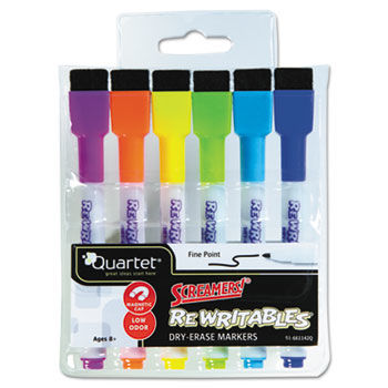 ReWriteables Dry Erase Markers, Fine Point,  6/Set