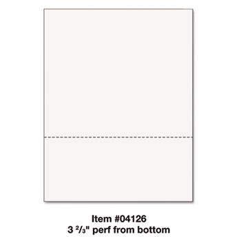 Office Paper, Perforated 3-2/3"" From Bottom, 8-1/2 x 11, 24-lb., 500/Ream