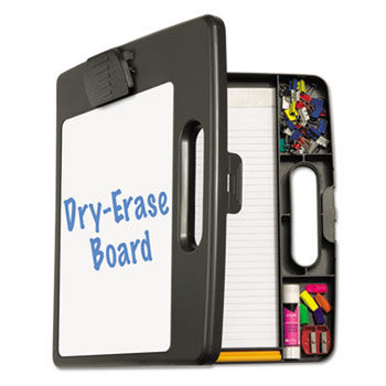 Portable Dry Erase Clipboard Case, 4 Compartments, 1/2"" Capacity, Charcoal