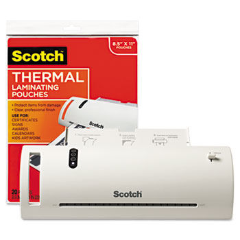 Thermal Laminator Value Pack, 9"" W, with 20 Letter Size Pouches