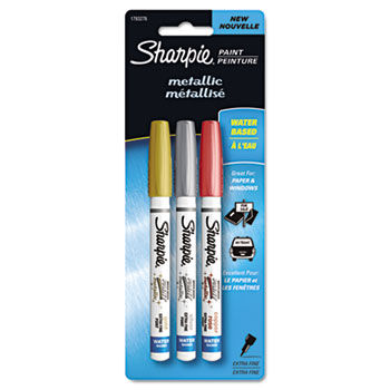 Water-Based Metallic Paint Markers, Assorted, 3/Pk