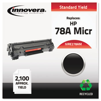 Remanufactured CE278A (78A) MICR Toner, 2100 Page-Yield, Black