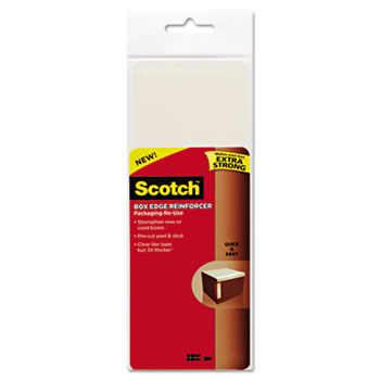 Scotch Box Edge Reinforcer, 3 x 8, Clear, 8/Pk