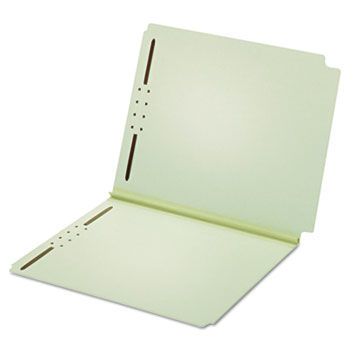 Dual Tab Pressboard Folder, 2 Fasteners, 2"" Expansion, Letter, Lt Green, 25/Box