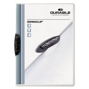 Swingclip Polypropylene Report Cover, Letter Size, Clear/Black Clip, 25/Box