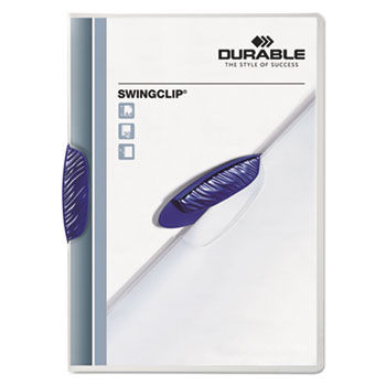 Swingclip Polypropylene Report Cover, Letter Size, Clear/Dark Blue Clip, 25/Box