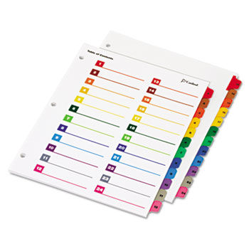 OneStep Printable Table of Contents/Dividers, 24-Tab, 8-1/2 x 11, Multicolored