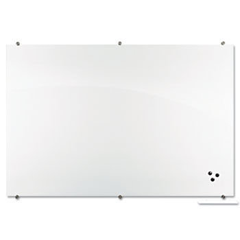 Visionary Magnetic Glass Board, Frameless, White Glossy, 72"" x 48"" x 1/8""