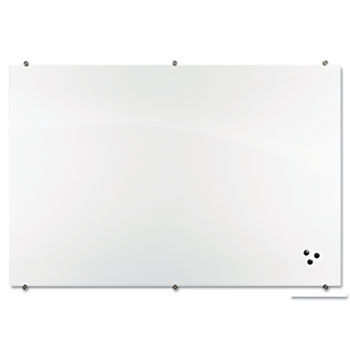 Visionary Magnetic Glass Board, Frameless, White Glossy, 48"" x 36"" x 1/8""