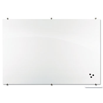 Visionary Magnetic Glass Board, Frameless, White Glossy, 24"" x 18"" x 1/8""