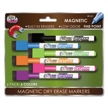 SRX Magnetic Dry Erase Markers, 6/Set