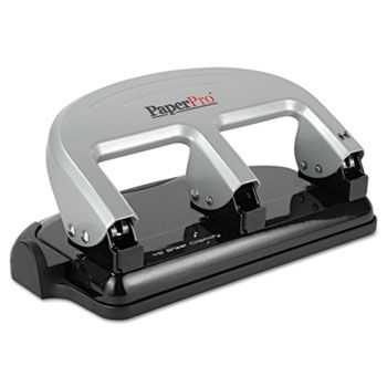 40-Sheet Traditional Three-Hole Punch, Rubber Base, Black/Silver