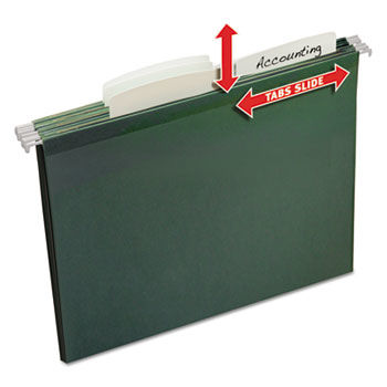 Slide & Lift Tab Hanging Folders, Letter, 1/3 Cut, Green, 12/Pack