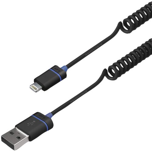 ILUV iCB261BLK Premium Coiled Charge/Sync Lightning(TM) Cable, 3ft