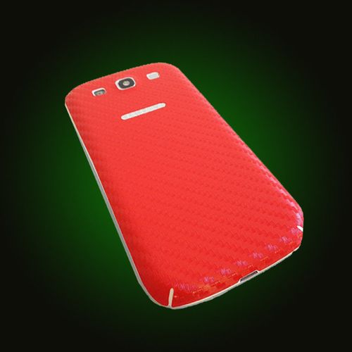 XO Skins Carbon Fiber Protective Cover Back For Samsung Galaxy S III - Red