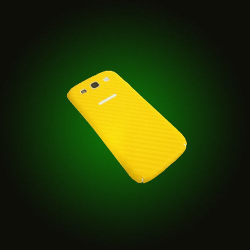 XO Skins Carbon Fiber Protective Cover Back Case For Samsung Galaxy S III - Yellow