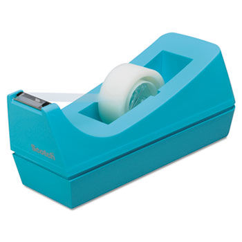 Desktop Tape Dispenser, 1"" Core, Weighted Non-Skid Base, Blue