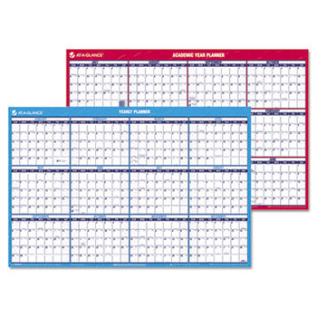 Horizontal Erasable Wall Planner, Yearly/Academic, 36 x 24, 2013-2014; 2014