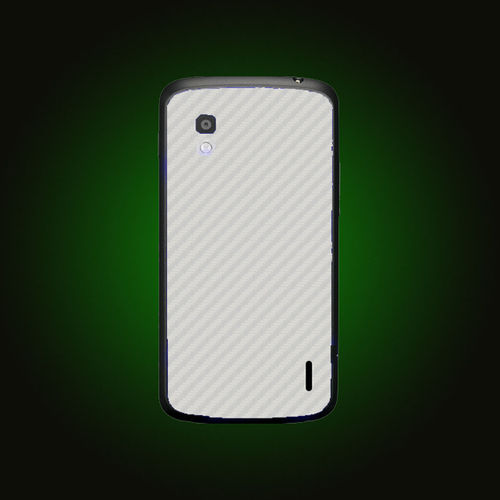 XO Skins Carbon Fiber Protective Cover Back Protector For LG Google Nexus 4 - White