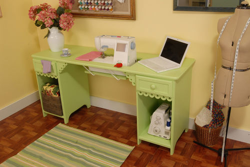 Arrow Sewing Cabinet Olivia Sewing Table with Base Shelves and Drawer - Pistachio Green