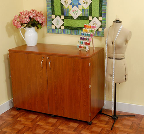 Kangaroo Kabinets Dingo Storage Teak Cabinet - With Free Turquoise Blue Sewing Chair