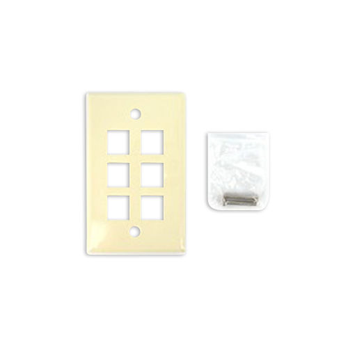 Sewell Wall Plate with 6 keystone ports - 1-Gang - Beige