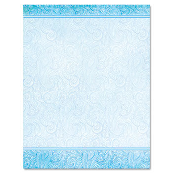 Design Paper, 24 lb, Aqua Paisley, 8-1/2 x 11, 100/Pack