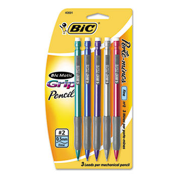 Matic Grip Mechanical Pencil, 0.5 mm, Assorted Barrel