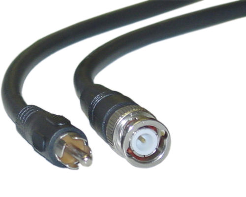 Offex Wholesale BNC Male / RCA Male, 75ohm, RG59U Coaxial Cable, 95% Braid, Black 12 ft