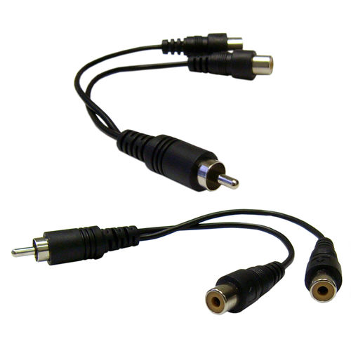 Offex Wholesale RCA adapter, 6 inch, 2 Female / 1 Male