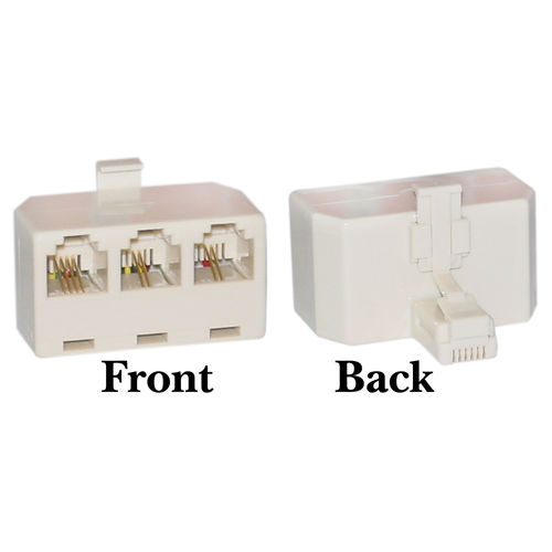 Offex Wholesale RJ11 / RJ12, Line 1, Line 2, Line 1 + 2, 1 Plug to 3 Jack T Adaptor