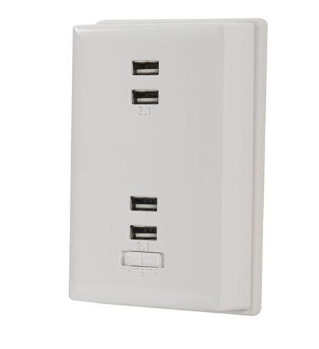 White Wall Plate with 4 USB ports