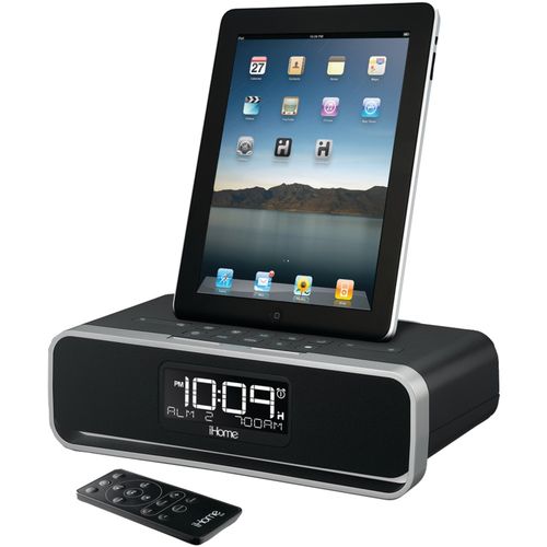 IHOME iDL91B iPad(R)/iPhone(R)/iPod(R) Charging Stereo Clock Radio with Lightning(TM) Dock