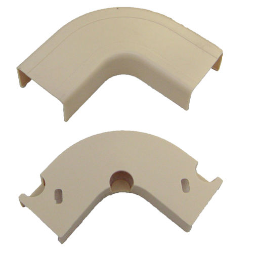 Cable Raceway, Ivory, 1.25 inch, Flat 90 Degree Elbow and Base