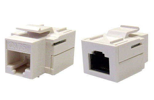 Cat 5e Keystone Inline Coupler, White, RJ45 Female