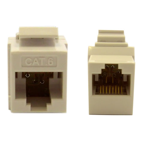 Cat 6 Keystone Inline Coupler, White, RJ45 Female