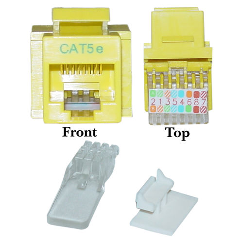 Cat 5e Keystone Jack, Yellow, Toolless, RJ45 Female