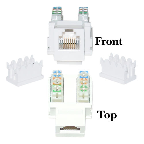 Keystone Insert, White, Phone / Data Jack, RJ11 / RJ12 Female to 110 Type Punch Down