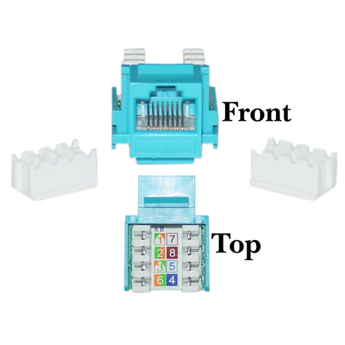 Cat 6 Keystone Jack, Blue, RJ45 Female to 110 Punch Down