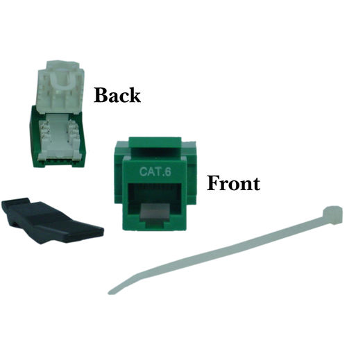 Cat 6 Keystone Jack, Green, Toolless, RJ45 Female