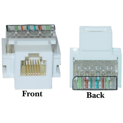 Keystone Insert, White, Phone Jack, Tooless, RJ11 / RJ12 Female to Wire Insert