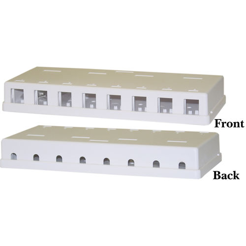 Blank Surface Mount Box for Keystones, 8 Hole, White