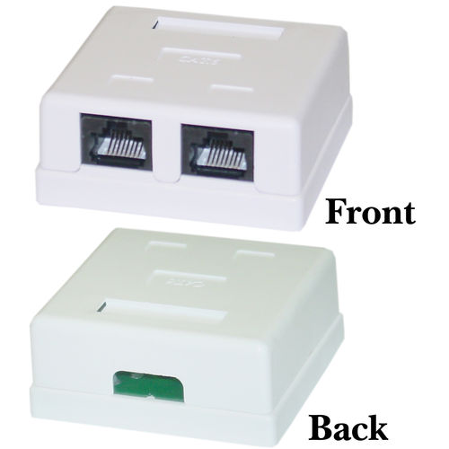 Cat 6 Dual Jack Surface Mount Box, Female, Unshielded