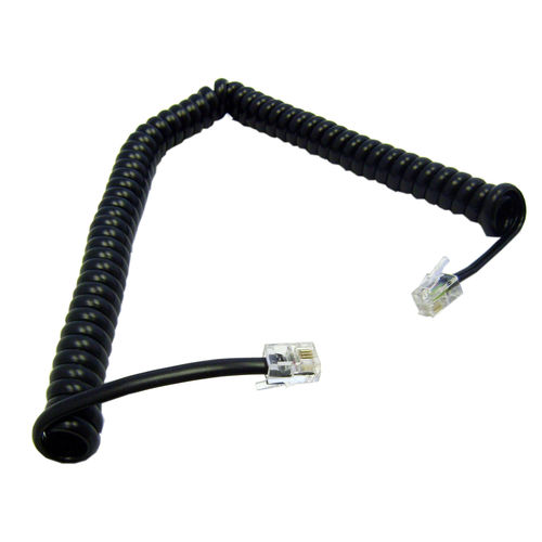 Headset to Phone Cord (Voice), RJ22, 4P / 4C, Black, Coil, Reverse, 7 foot