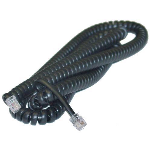 Headset to Phone Cord (Voice), RJ22, 4P / 4C, Black, Coil, Reverse, 25 foot