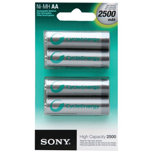 SONY NHAAB4EN Rechargeable Batteries, 4 pk (AA; 2,500mAh)