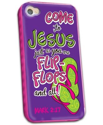 Flip Flops - Come to Jesus as You are - iPhone 4 Case