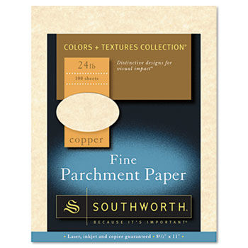 Parchment Specialty Paper, Copper, 24 lbs., 8-1/2 x 11, 100/Box